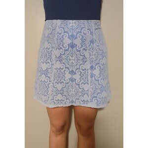New York And Company Blue Lace Floral Pencil Skirt Lined Women's Size 6